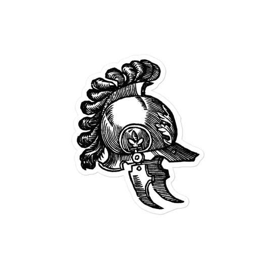 Fancy Knight's Helmet with Plume Vintage Illustration Kiss-cut Sticker