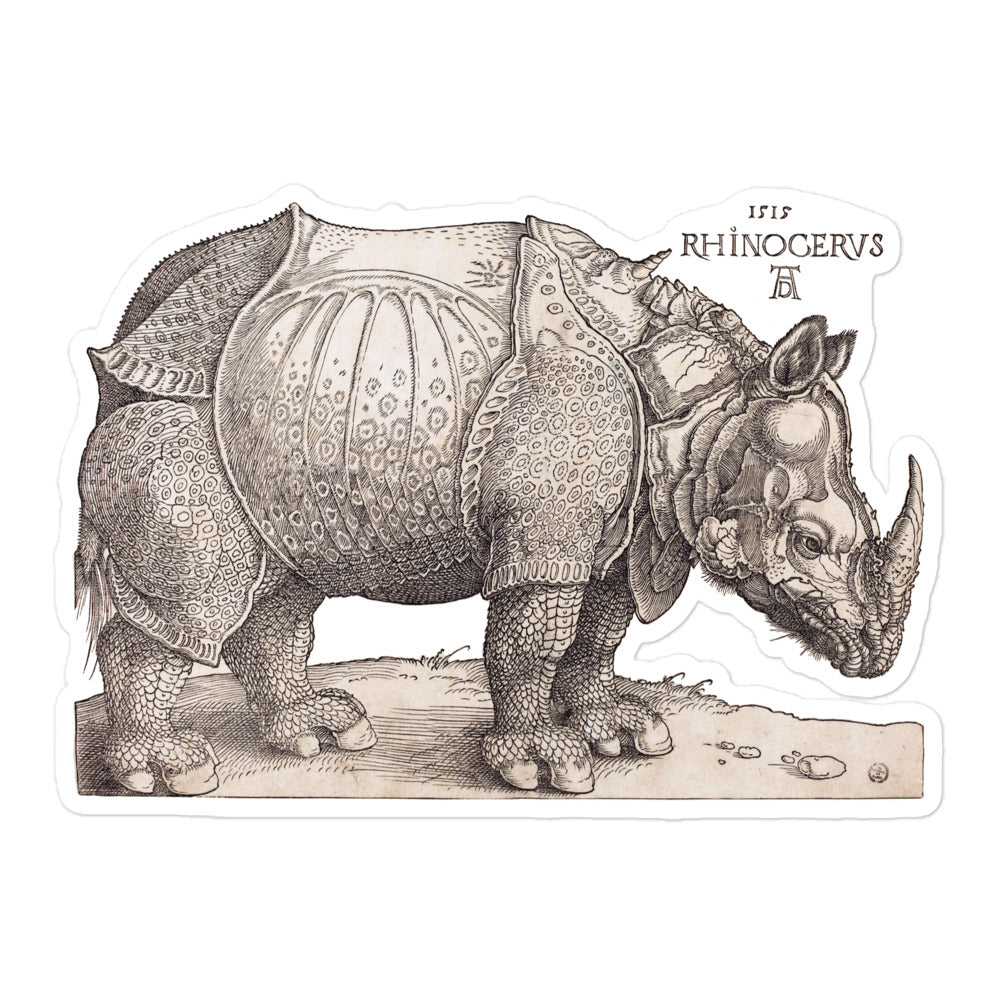 Albrecht Dürer's The Rhinoceros Woodcut Illustration 1515 Kiss-cut Sticker